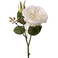 Top Art Kunstbloem roos Little Joy - wit - 38 cm - kunststof steel - decoratie bloemen   - - thumbnail