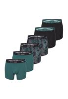 Happy Shorts Happy Shorts Heren Boxershorts Trunks Bladeren Groen/Zwart 6-Pack - thumbnail