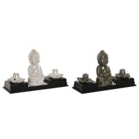 Essentiële olie brander Home ESPRIT Keramisch Hout MDF Boeddha 24 x 8 x 14 cm (2 Stuks)