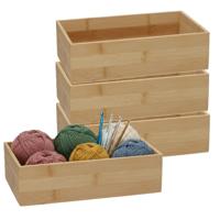 5Five houten bakje - 4x - organizer - bamboe - 25 x 15 x 7 cm - kast en lade verdelers - opslag