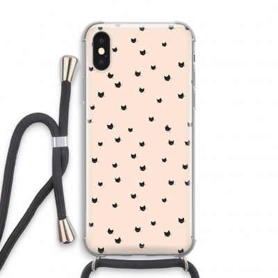 Kleine kattenkopjes: iPhone XS Transparant Hoesje met koord