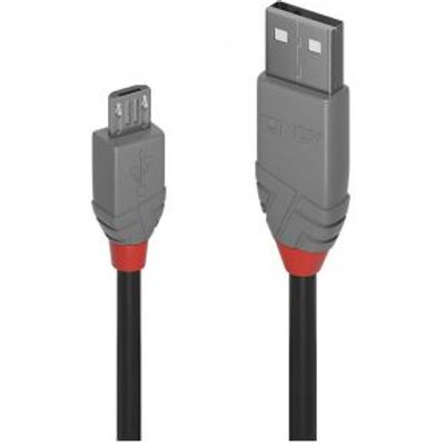 Lindy 36734 Anthra Line USB-kabel 3 m USB A Micro-USB B Mannelijk Zwart, Grijs