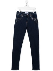 Philipp Plein Junior jean imprimé à ornements en cristal - Bleu