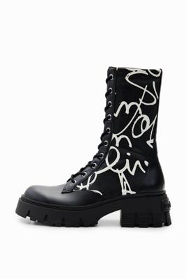 Hoge tracklaarzen met teksten - BLACK - 39