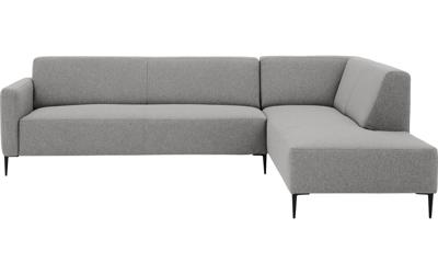 Goossens Bank Key West lichtgrijs, stof, 3-zits, modern design met ligelement links