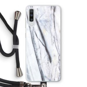 Gestreepte marmer: Samsung Galaxy A70 Transparant Hoesje met koord