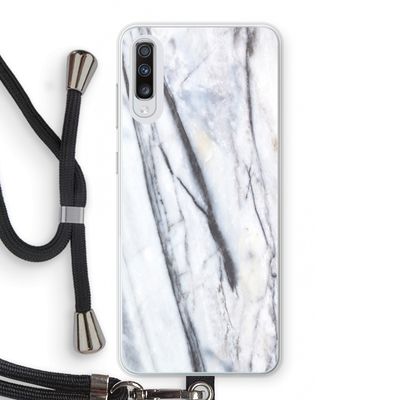 Gestreepte marmer: Samsung Galaxy A70 Transparant Hoesje met koord