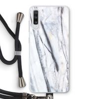Gestreepte marmer: Samsung Galaxy A70 Transparant Hoesje met koord