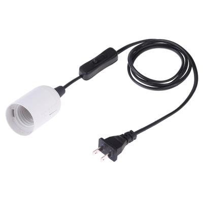 E27 Wire Cap schakelaar lamp houder kroonluchter stopcontact met 1.5 m verlengkabel US plug (wit)