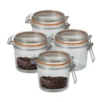 Voorraad/weckpot - 4x - transparant - glas - 10,5 x 10 cm - 500 ml - Le Parfait