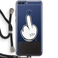 Middle finger black: Huawei P Smart (2018) Transparant Hoesje met koord