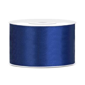 Sierlint satijn - Navy blauw - 3,8 cm/38 mm x 25 meter - Cadeaulint satijnlint/sierlinten - Hobby