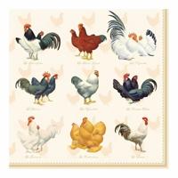 Servetten kippen en hanen - 20x st - 33 x 33 cm - Pasen thema