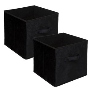 Set van 4x stuks opbergmand/kastmand 29 liter zwart polyester 31 x 31 x 31 cm