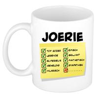 Naam mok Joerie - wit - top gozer - keramiek - 300 ml - cadeau collega beker