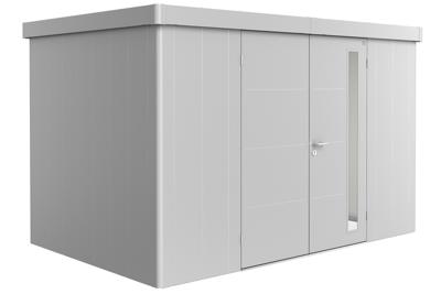 Biohort Metalen tuinhuis Neo - Dubbele deur - Zilver - 2D (348x236 cm)- Plat dak- Metaal- Biohort