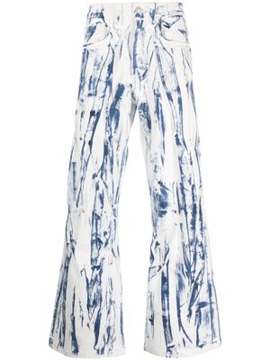 KUSIKOHC pantalon ample à imprimé peinture - Blanc