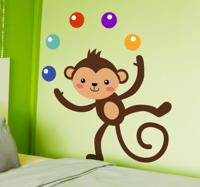 sticker kinderkamer jongeleren aap
