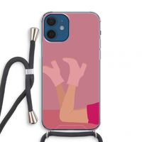 Pink boots: iPhone 12 mini Transparant Hoesje met koord