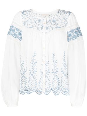 LoveShackFancy blouse brodée à encolure ronde - Blanc