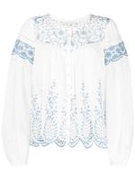 LoveShackFancy blouse brodée à encolure ronde - Blanc