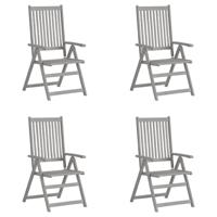Tuinstoelen 4 st verstelbaar massief acaciahout grijs
