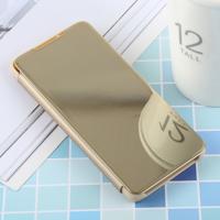 PU galvaniseren spiegel horizontale Flip lederen case voor Galaxy S10 met houder (goud)