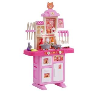 VEVOR kinderkeuken kinderspeelkeuken speelgoedkeuken 48-delig accessoires roze