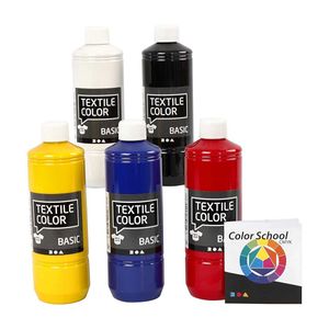 Creativ Company Textielverf Primaire kleuren, 5x500ml
