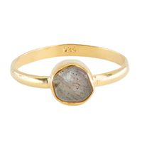 Edelsteen Ring Ruwe Labradoriet - 925 Zilver Verguld - thumbnail