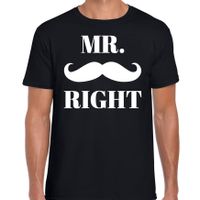 Mr right t-shirt zwart met snor voor heren