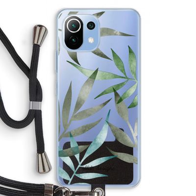 Tropical watercolor leaves: Xiaomi Mi 11 Lite Transparant Hoesje met koord