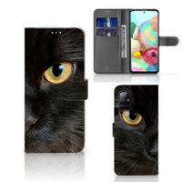 Samsung Galaxy A71 Telefoonhoesje met Pasjes Zwarte Kat - thumbnail