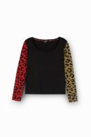 Slim fit T-shirt met dierenprint - BLACK - XL