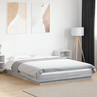 Bedframe met LED-verlichting grijs sonoma eiken 135x190 cm