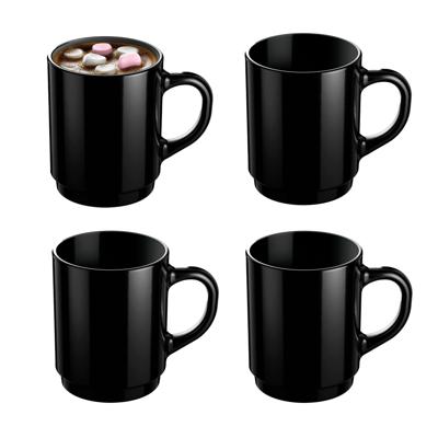 Koffiemokken Lagos - 4x stuks - Hard Glas - zwart - 250 ml - 7 x 9 cm