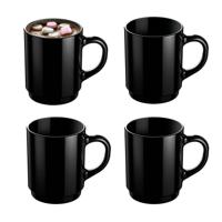 Koffiemokken Lagos - 4x stuks - Hard Glas - zwart - 250 ml - 7 x 9 cm Koffiemokken Lagos - 4x stuks - Hard Glas - zwart - 250 ml - 7 x 9 cm