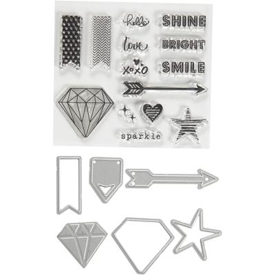 Creativ Company Stempels, embossingfolders en snijmallen, woorden en tekens, afm 1,5-6 cm, 1 doos