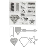 Creativ Company Stempels, embossingfolders en snijmallen, woorden en tekens, afm 1,5-6 cm, 1 doos