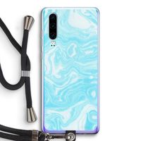 Waterverf blauw: Huawei P30 Transparant Hoesje met koord