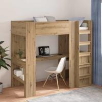 Loft Bedframe met Bureau met opslag Artisan Eiken 100 x 200 cm