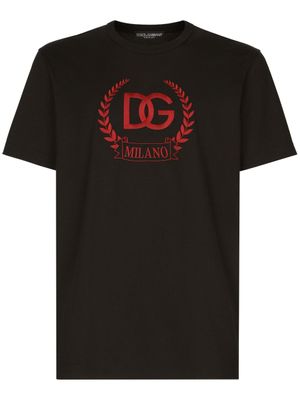 Dolce & Gabbana t-shirt en coton à logo brodé - Noir
