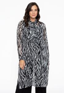 Yoek Blouse met ruches | Zwart | Maat 38/40