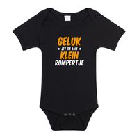 Geluk in klein rompertje cadeau baby rompertje zwart jongen/meisje - thumbnail