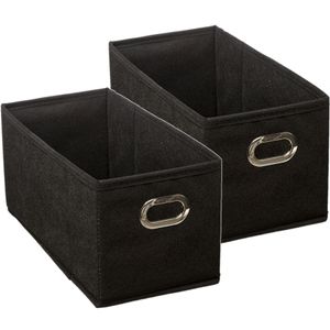 Set van 2x stuks opbergmand/kastmand 7 liter zwart linnen 31 x 15 x 15 cm