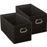 Set van 2x stuks opbergmand/kastmand 7 liter zwart linnen 31 x 15 x 15 cm - thumbnail