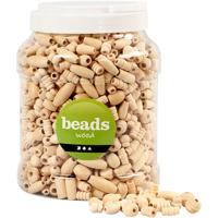 Creativ Company Houten kralen, afm 5-28 mm, gatgrootte 2,5-3 mm, ca. 1462 stuk, 850 gr, 2 l/ 1 emmer