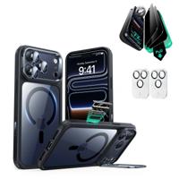 iPhone 17 Pro Max Bundle Classic Hybrid Magnetic Case (Camera Control, Stash Stand) and Armorite Privacy Screen Protector - Clear Black