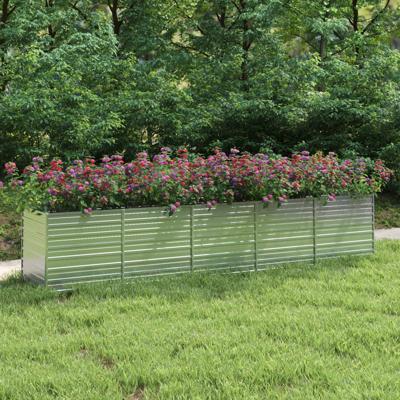 Plantenbak verhoogd 400x80x45 cm gegalvaniseerd staal zilver