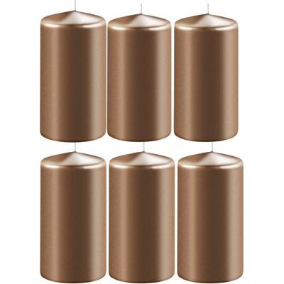 Enlightening Candles Cilinder/stompkaars - 6x - koper - D6 x H8 cm - 27 branduur